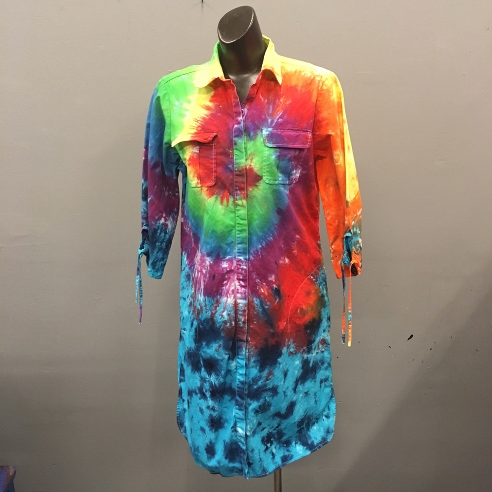 Tie Dye Rainbow Gap Shirt Dress Sz 10 Pride